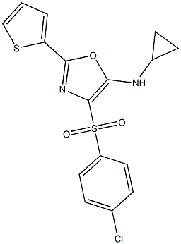 4-[(4-chlorophenyl)sulfonyl]-N-cyclopropyl-2-(2-thienyl)-1,3-oxazol-5-amine Struktur