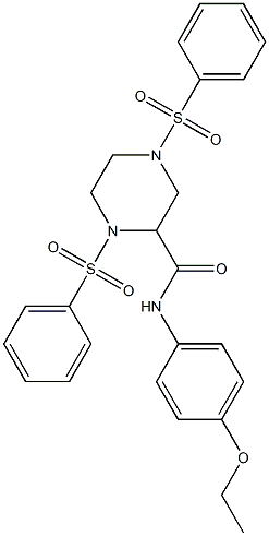 N-(4-ethoxyphenyl)-1,4-bis(phenylsulfonyl)-2-piperazinecarboxamide Struktur