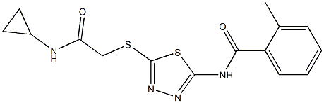 N-(5-{[2-(cyclopropylamino)-2-oxoethyl]sulfanyl}-1,3,4-thiadiazol-2-yl)-2-methylbenzamide Struktur