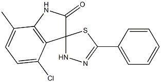 4-chloro-7-methyl-5'-phenyl-1,2',3,3'-tetrahydrospiro[2H-indole-3,2'-(1,3,4)-thiadiazole]-2-one Struktur