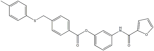 3-(2-furoylamino)phenyl 4-{[(4-methylphenyl)sulfanyl]methyl}benzoate Struktur