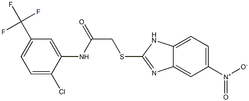 N-[2-chloro-5-(trifluoromethyl)phenyl]-2-({5-nitro-1H-benzimidazol-2-yl}sulfanyl)acetamide Struktur