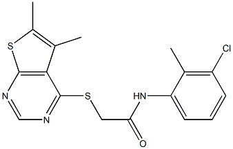 N-(3-chloro-2-methylphenyl)-2-[(5,6-dimethylthieno[2,3-d]pyrimidin-4-yl)sulfanyl]acetamide Struktur