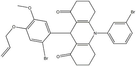 9-[4-(allyloxy)-2-bromo-5-methoxyphenyl]-10-(3-bromophenyl)-3,4,6,7,9,10-hexahydro-1,8(2H,5H)-acridinedione Struktur