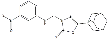 5-(1-adamantyl)-3-({3-nitroanilino}methyl)-1,3,4-oxadiazole-2(3H)-thione Struktur