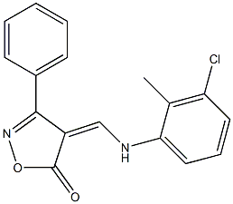 4-[(3-chloro-2-methylanilino)methylene]-3-phenyl-5(4H)-isoxazolone Struktur