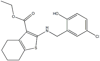 ethyl 2-[(5-chloro-2-hydroxybenzyl)amino]-4,5,6,7-tetrahydro-1-benzothiophene-3-carboxylate Struktur