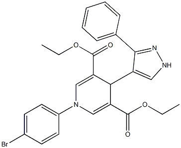 diethyl 1-(4-bromophenyl)-4-(3-phenyl-1H-pyrazol-4-yl)-1,4-dihydropyridine-3,5-dicarboxylate Struktur