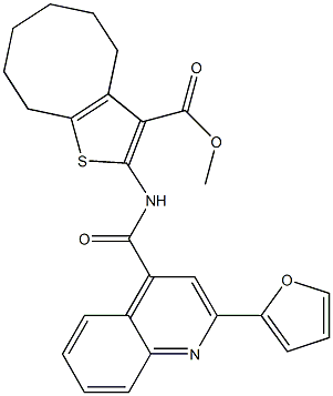 methyl 2-({[2-(2-furyl)-4-quinolinyl]carbonyl}amino)-4,5,6,7,8,9-hexahydrocycloocta[b]thiophene-3-carboxylate Struktur