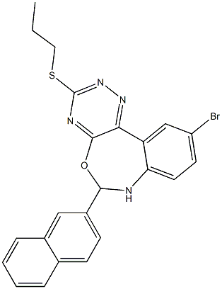 10-bromo-6-(2-naphthyl)-3-(propylsulfanyl)-6,7-dihydro[1,2,4]triazino[5,6-d][3,1]benzoxazepine Struktur