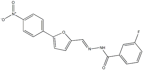 3-fluoro-N'-[(5-{4-nitrophenyl}-2-furyl)methylene]benzohydrazide Struktur