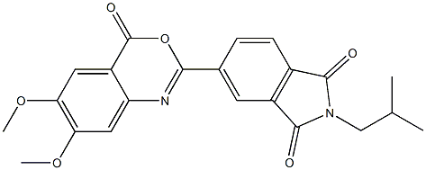 5-(6,7-dimethoxy-4-oxo-4H-3,1-benzoxazin-2-yl)-2-isobutyl-1H-isoindole-1,3(2H)-dione Struktur