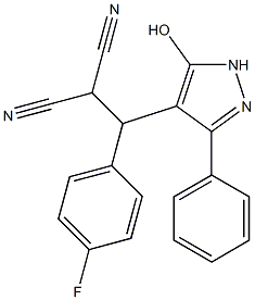 2-[(4-fluorophenyl)(5-hydroxy-3-phenyl-1H-pyrazol-4-yl)methyl]malononitrile Struktur