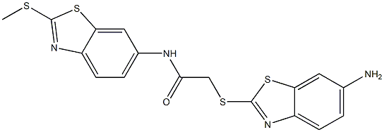 2-[(6-amino-1,3-benzothiazol-2-yl)sulfanyl]-N-[2-(methylsulfanyl)-1,3-benzothiazol-6-yl]acetamide Struktur