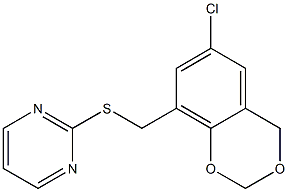 (6-chloro-4H-1,3-benzodioxin-8-yl)methyl 2-pyrimidinyl sulfide Struktur