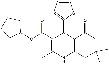 cyclopentyl 2,7,7-trimethyl-5-oxo-4-thien-2-yl-1,4,5,6,7,8-hexahydroquinoline-3-carboxylate Struktur