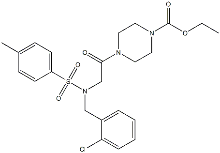 ethyl 4-({(2-chlorobenzyl)[(4-methylphenyl)sulfonyl]amino}acetyl)-1-piperazinecarboxylate Struktur