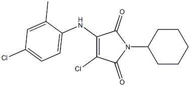 3-chloro-4-(4-chloro-2-methylanilino)-1-cyclohexyl-1H-pyrrole-2,5-dione Struktur