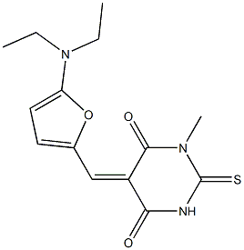 5-{[5-(diethylamino)-2-furyl]methylene}-1-methyl-2-thioxodihydro-4,6(1H,5H)-pyrimidinedione Struktur