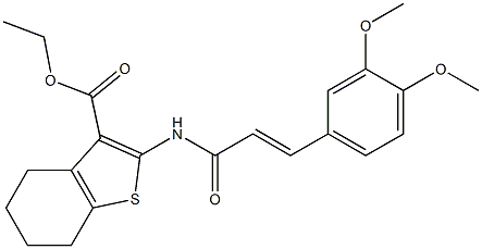 ethyl 2-{[3-(3,4-dimethoxyphenyl)acryloyl]amino}-4,5,6,7-tetrahydro-1-benzothiophene-3-carboxylate Struktur