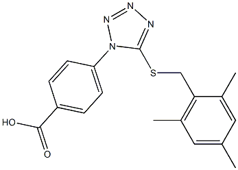 4-{5-[(mesitylmethyl)sulfanyl]-1H-tetraazol-1-yl}benzoic acid Struktur