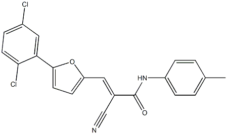 2-cyano-3-[5-(2,5-dichlorophenyl)-2-furyl]-N-(4-methylphenyl)acrylamide Struktur