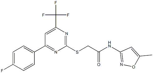 2-{[4-(4-fluorophenyl)-6-(trifluoromethyl)-2-pyrimidinyl]sulfanyl}-N-(5-methyl-3-isoxazolyl)acetamide Struktur