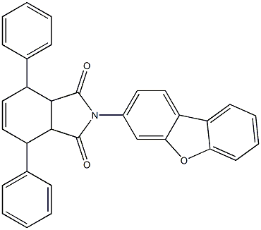 2-dibenzo[b,d]furan-3-yl-4,7-diphenyl-3a,4,7,7a-tetrahydro-1H-isoindole-1,3(2H)-dione Struktur