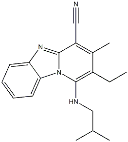 2-ethyl-1-(isobutylamino)-3-methylpyrido[1,2-a]benzimidazole-4-carbonitrile Struktur