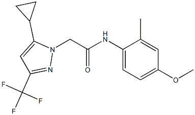 2-[5-cyclopropyl-3-(trifluoromethyl)-1H-pyrazol-1-yl]-N-(4-methoxy-2-methylphenyl)acetamide Struktur