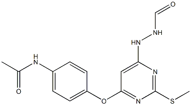 N-(4-{[6-(2-formylhydrazino)-2-(methylsulfanyl)-4-pyrimidinyl]oxy}phenyl)acetamide Struktur