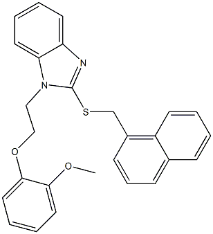 1-[2-(2-methoxyphenoxy)ethyl]-2-[(1-naphthylmethyl)sulfanyl]-1H-benzimidazole Struktur