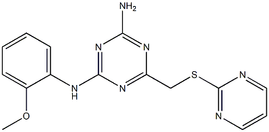 N-{4-amino-6-[(2-pyrimidinylthio)methyl]-1,3,5-triazin-2-yl}-N-(2-methoxyphenyl)amine Struktur