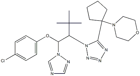 4-chlorophenyl 3,3-dimethyl-2-{5-[1-(4-morpholinyl)cyclopentyl]-1H-tetraazol-1-yl}-1-(1H-1,2,4-triazol-1-yl)butyl ether Struktur