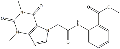 methyl 2-{[(1,3-dimethyl-2,6-dioxo-1,2,3,6-tetrahydro-7H-purin-7-yl)acetyl]amino}benzoate Struktur