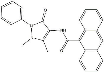 N-(1,5-dimethyl-3-oxo-2-phenyl-2,3-dihydro-1H-pyrazol-4-yl)-9-anthracenecarboxamide Struktur