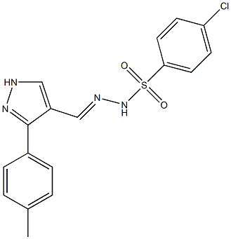 4-chloro-N'-{[3-(4-methylphenyl)-1H-pyrazol-4-yl]methylene}benzenesulfonohydrazide Struktur