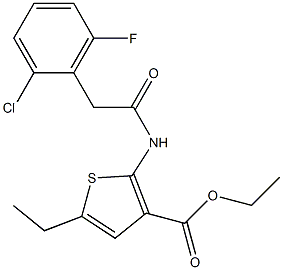 ethyl 2-{[(2-chloro-6-fluorophenyl)acetyl]amino}-5-ethyl-3-thiophenecarboxylate Struktur