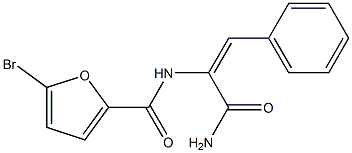 N-[1-(aminocarbonyl)-2-phenylvinyl]-5-bromo-2-furamide Struktur