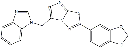 1-{[6-(1,3-benzodioxol-5-yl)[1,2,4]triazolo[3,4-b][1,3,4]thiadiazol-3-yl]methyl}-1H-benzimidazole Struktur