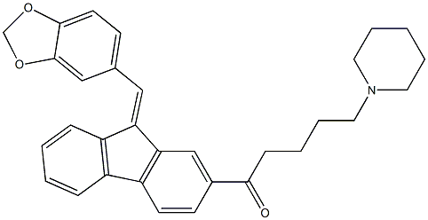 1-[9-(1,3-benzodioxol-5-ylmethylene)-9H-fluoren-2-yl]-5-(1-piperidinyl)-1-pentanone Struktur