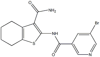 N-[3-(aminocarbonyl)-4,5,6,7-tetrahydro-1-benzothien-2-yl]-5-bromonicotinamide Struktur