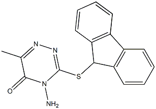 4-amino-3-(9H-fluoren-9-ylsulfanyl)-6-methyl-1,2,4-triazin-5(4H)-one Struktur