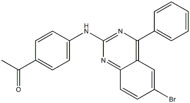 1-{4-[(6-bromo-4-phenyl-2-quinazolinyl)amino]phenyl}ethanone Struktur