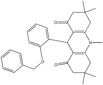 9-[2-(benzyloxy)phenyl]-3,3,6,6,10-pentamethyl-3,4,6,7,9,10-hexahydro-1,8(2H,5H)-acridinedione Structure