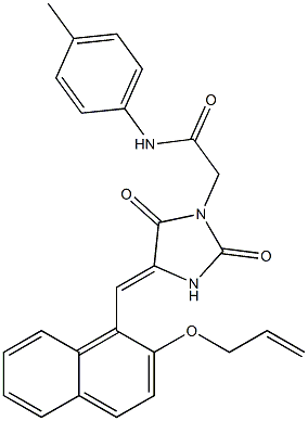 2-(4-{[2-(allyloxy)-1-naphthyl]methylene}-2,5-dioxo-1-imidazolidinyl)-N-(4-methylphenyl)acetamide Struktur