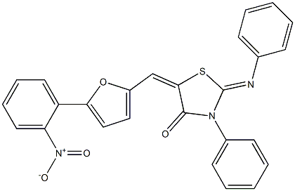 5-[(5-{2-nitrophenyl}-2-furyl)methylene]-3-phenyl-2-(phenylimino)-1,3-thiazolidin-4-one Struktur