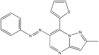 2-methyl-6-(phenyldiazenyl)-7-(2-thienyl)pyrazolo[1,5-a]pyrimidine Struktur