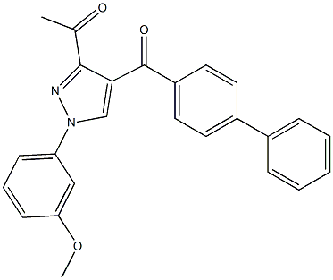 1-[4-([1,1'-biphenyl]-4-ylcarbonyl)-1-(3-methoxyphenyl)-1H-pyrazol-3-yl]ethanone Struktur