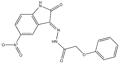 N'-{5-nitro-2-oxo-1,2-dihydro-3H-indol-3-ylidene}-2-phenoxyacetohydrazide Struktur